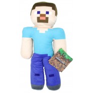 MINECRAFT Peluche 30cm STEVE Personaggio Maglia Azzurra Originale UFFICIALE MOJANG Bandai Namco