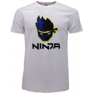 NINJA T-Shirt Jersey WHITE With LOGO Famous Gamer Youtuber of FORTNITE Original Videogame
