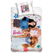 Bed Set BARBIE Trio Lying Down DUVET COVER 140x200cm + Pillow Cover 70x90cm Cotton Carbotex