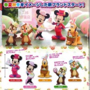 DISNEY Set Completo 5 Diverse FIGURE Collezione Topolino Minnie Cip Ciop Pluto TAKARA TOMY Stagionale Pasqua Gashapon