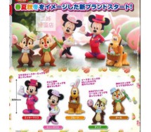 DISNEY Set Completo 5 Diverse FIGURE Collezione Topolino Minnie Cip Ciop Pluto TAKARA TOMY Stagionale Pasqua Gashapon