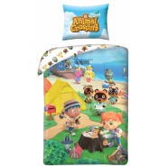 ANIMAL CROSSING Set Letto Singolo Personaggi Che Tagliano Legna Originale COPRIPIUMINO 140x200cm COTONE Ufficiale