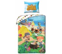 ANIMAL CROSSING Set Letto Singolo Personaggi Che Tagliano Legna Originale COPRIPIUMINO 140x200cm COTONE Ufficiale