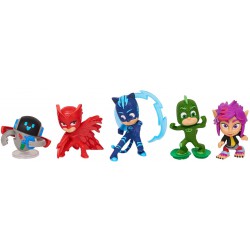 BOX 5 FIGURE 6cm Personaggi SUPER PIGIAMINI PJ MASKS Gattoboy + Gufetta + Gekko + PJ Robot + RIP Giochi Preziosi