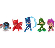 BOX 5 FIGURE 6cm Personaggi SUPER PIGIAMINI PJ MASKS Gattoboy + Gufetta + Gekko + PJ Robot + RIP Giochi Preziosi