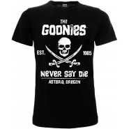 Gooniers Black T-shirt Skull And Swords Spade Never Say Die Original OFFICIAL Licensed