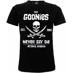 Gooniers Black T-shirt Skull And Swords Spade Never Say Die Original OFFICIAL Licensed