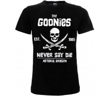 Gooniers Black T-shirt Skull And Swords Spade Never Say Die Original OFFICIAL Licensed