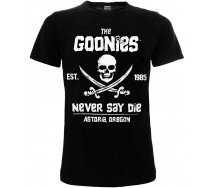 Goonies T-Shirt Maglietta Nera Teschio E Spade Never Say Die ORIGINALE