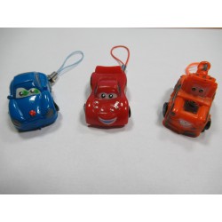 SET COMPLETO 3 Mini Figure 3cm Personaggi Cartone Cars Sally Cricchetto Saetta McQueen Danglers Portachiavi