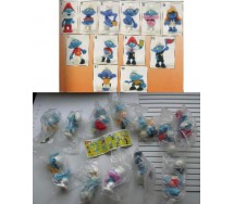 Set Completo 12 Figure PUFFI Calciatori e 3 Palle Serie KINDER FERRERO Smurfs 1990