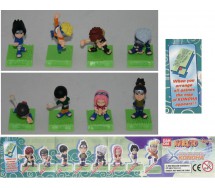 Raro SET 8 Figure NARUTO KONOHA 5cm Con Base GAARA LEE SASUKE KAKASHI Gashapon BANDAI