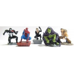 SET 5 Mini Figures SPIDERMAN Venom Goblin Black Cat Gashapon TOMY Cake Toppers