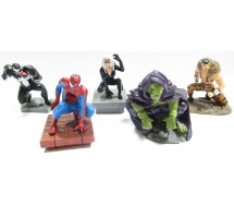 SET 5 Mini Figures SPIDERMAN Venom Goblin Black Cat Gashapon TOMY Cake Toppers