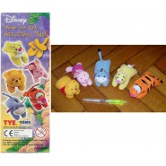 WINNIE POOH Set 5 Mini Peluche Soft Toys ATTACHING PLUSH Gashapon TOMY Pimpi Tiger Eeyore