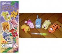 WINNIE POOH Set 5 Mini Peluche Soft Toys ATTACHING PLUSH Gashapon TOMY Pimpi Tiger Eeyore