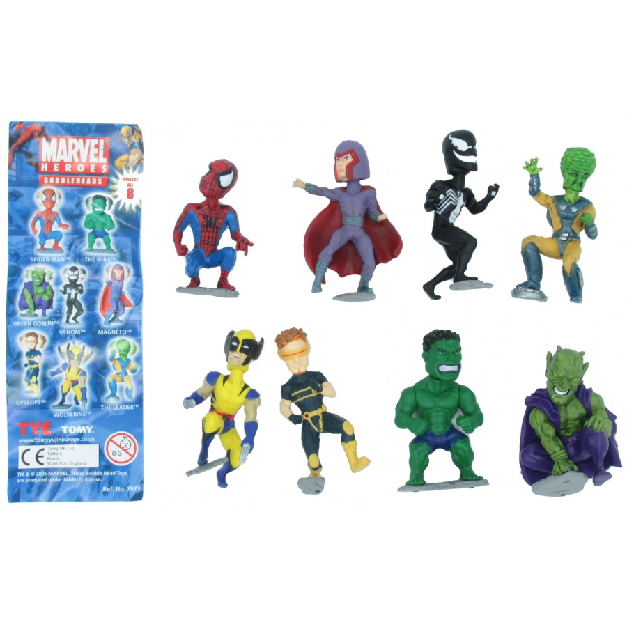 Set 8 Figures MARVEL BOBBLE HEADS Serie PART 1 Hulk Wolverine