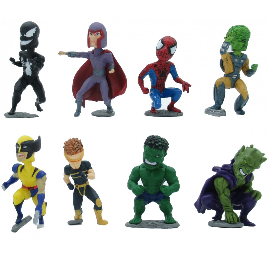 Set 8 Figures MARVEL BOBBLE HEADS Serie PART 1 Hulk Wolverine