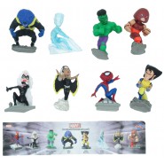 Set 8 Figure MARVEL BOBBLE HEADS Serie PART 2 Hulk Wolverine Spiderman Iceman TOMY Gashapon ANCHE PER TORTA