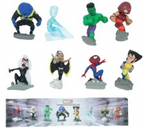 Set 8 Figure MARVEL BOBBLE HEADS Serie PART 2 Hulk Wolverine Spiderman Iceman TOMY Gashapon ANCHE PER TORTA