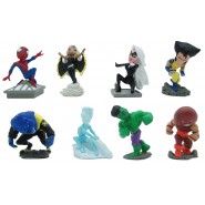 Set 8 Figure MARVEL BOBBLE HEADS Serie PART 2 Hulk Wolverine Spiderman Iceman TOMY Gashapon ANCHE PER TORTA