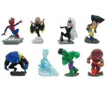 Set 8 Figures MARVEL BOBBLE HEADS Serie PART 2 Hulk Wolverine Spiderman Iceman TOMY