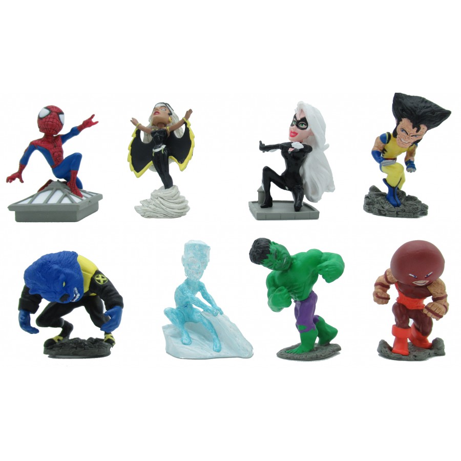 Set 8 Figures MARVEL BOBBLE HEADS Serie PART 2 Hulk Wolverine Spiderman