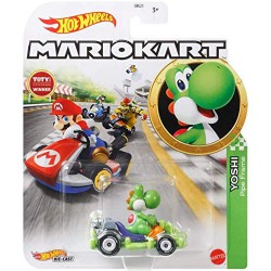 Die Cast Modellino KART di YOSHI versione Pipe Frame da SUPER MARIO KART Scala 1:64 5cm Hot Wheels