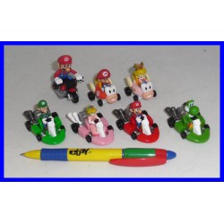 Rare SET 7 Figures with Vehicles SUPER MARIO KART Pull Back WII COLLECTION Gashapon Tomy