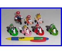 Rare SET 7 Figures with Vehicles SUPER MARIO KART Pull Back WII COLLECTION Gashapon Tomy