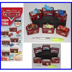 Set 6 FIGURE Disney CARS IN TINS Scatolette Latta GASHAPON TOMY Guido Saetta McQueen Luigi etc