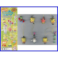 Set 8 FIGURE Danglers SPONGEBOG Laccetto CELLULARE Bob Patrick Gary GASHAPON Tomy