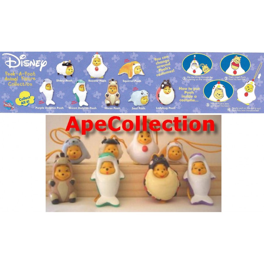 Tomy Set 11 Figures Winnie Pooh Part 3 E 4 Mini Winnies Peek a Pooh Figures Rare