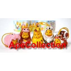 RARE Set 5 Figures WINNIE POOH WEAR DRESS PART 10 Peek A Pooh TOMY YUJIN JAPAN