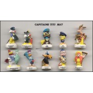 CAPITAN TITTI Looney Tunes IN BARCA Raro SET 10 Mini FIGURE 3cm Porcellana FEVES Francia