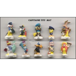 CAPITAN TITTI Looney Tunes IN BARCA Raro SET 10 Mini FIGURE 3cm Porcellana FEVES Francia