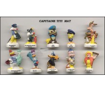 CAPITAN TITTI Looney Tunes IN BARCA Raro SET 10 Mini FIGURE 3cm Porcellana FEVES Francia