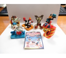 Set 6 Figure LOONEY TUNES Free Riders MINI Figure Collezione ORIGINALI Taz Duffy Duck Titti Silvestro