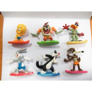 Set 6 Figure LOONEY TUNES Free Riders MINI Figure Su SURF  Collezione ORIGINALI Taz Duffy Duck Titti Silvestro