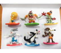 COMPLETE SET 6 FIGURES Mini Figure LOONEY TUNES Free Riders On SURF Collection ORIGINAL Taz Duffy Duck Tweety Bugs Bunny