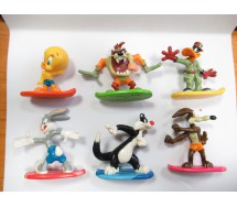 Set 6 Figure LOONEY TUNES Free Riders MINI Figure Su SURF  Collezione ORIGINALI Taz Duffy Duck Titti Silvestro