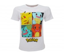 MINECRAFT T-Shirt Jersey White With 4 Pokemon Starter Pikachu Bulbasaur Charmander Squirtle  Original OFFICIAL Videogame