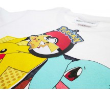 POKEMON T-Shirt Maglietta BIANCA Con 4 Pokemon Starter Pikachu Bulbasaur Charmander Squirtle Originale UFFICIALE Videogioco