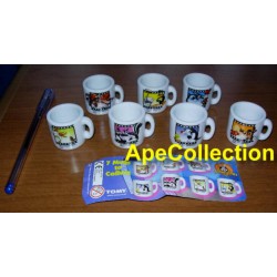 RARE Complete Set 7 MINI MUGS Characters LOONEY TUNES PART 2 Gashapon TOMY Pepe Coyote Roadrunner