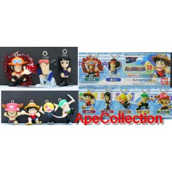 RARO Set 7 Trading Figures ONE PIECE Gashapon Part 12 Keychain Figure ORIGINALI BANDAI JAPAN Nuove Danglers