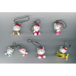Retired Gacha Tomy Hello Kitty Crystal Charms Complete set of 6 Keychain NEW 