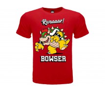 BOWSER T-Shirt Maglietta ROSSA Da Super Mario Cattivo Urlo Originale UFFICIALE