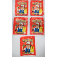 LOTTO 5 Bustine Inglese POKEMON 6 Stickers Adesivi Ognuna Nuove Sigillate Merlin Collections