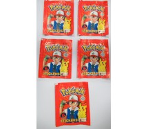 LOTTO 5 Bustine Inglese POKEMON 6 Stickers Adesivi Ognuna Nuove Sigillate Merlin Collections