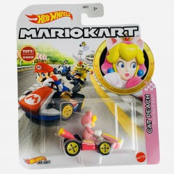 Die Cast Modellino KART di CAT PEACH Principessa Vestita Da Gatto Standard Kart da SUPER MARIO KART Scala 1:64 Hot Wheels